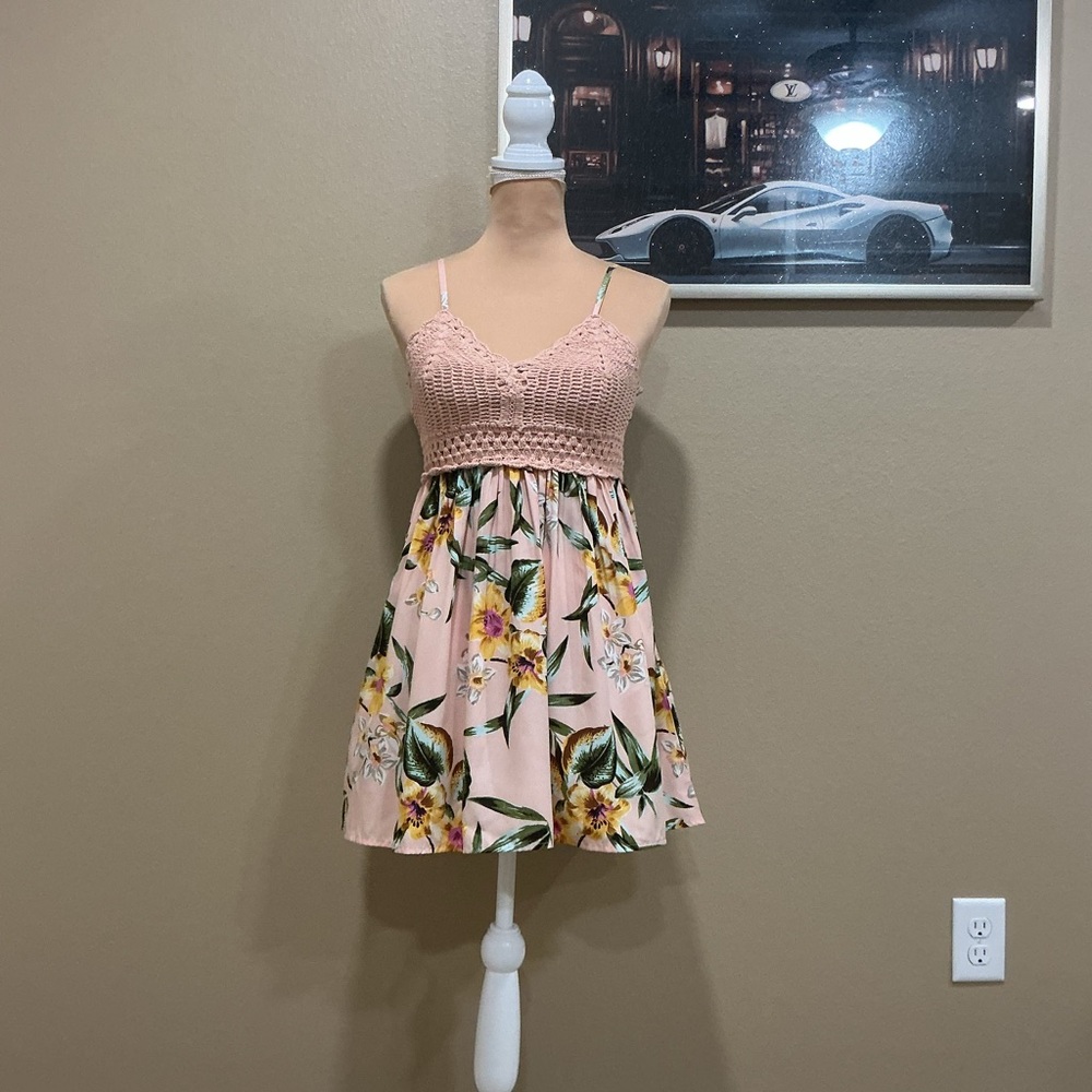 Floral Pink Spaghetti Strap Dress